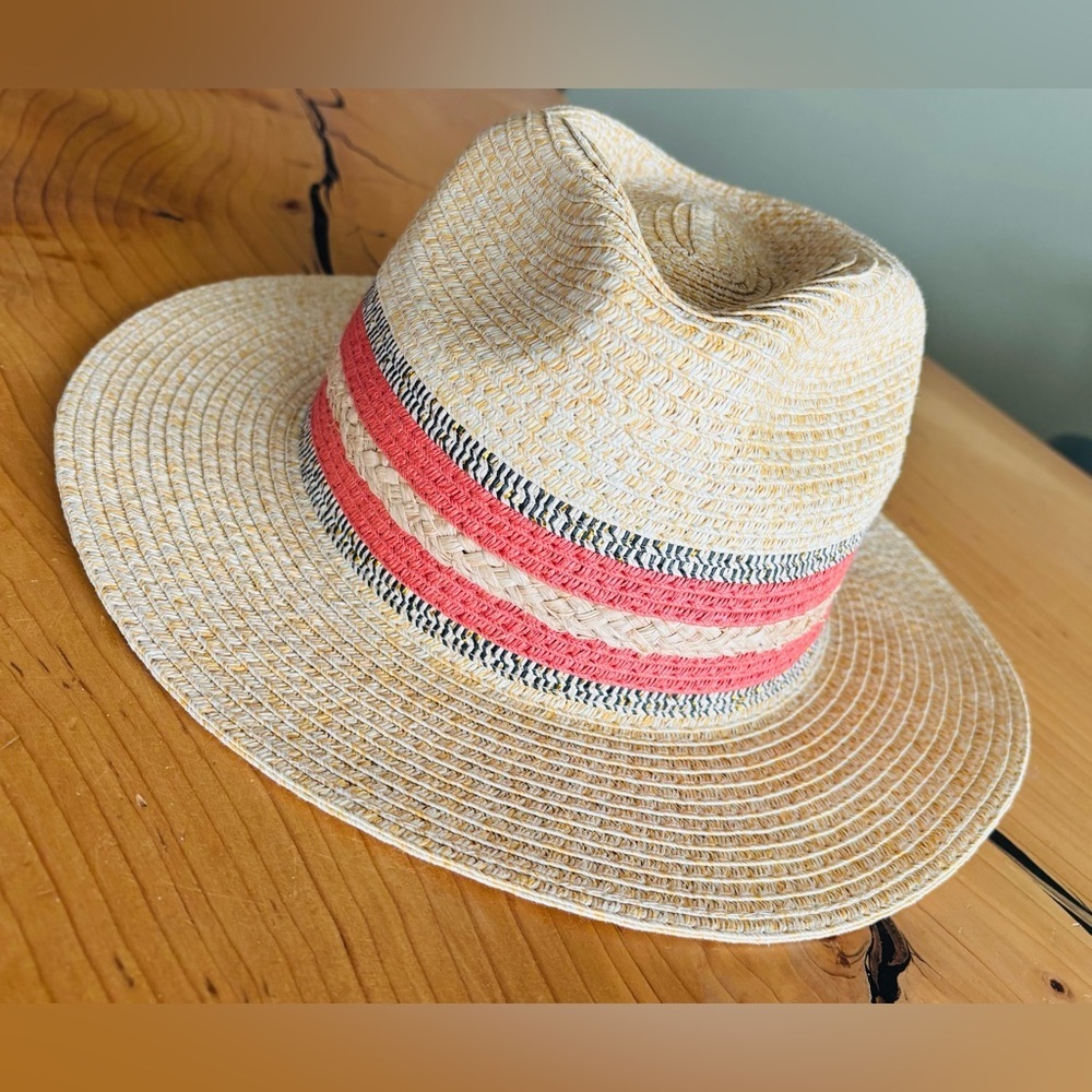 Pretty Simple Straw Hat with Pink and Black Bands
